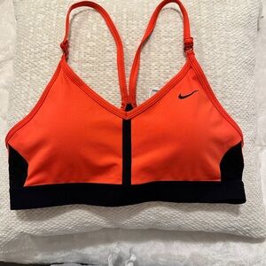 Nike Women's Vibrant Orange and Black Sports Bra